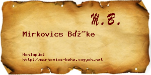 Mirkovics Béke névjegykártya